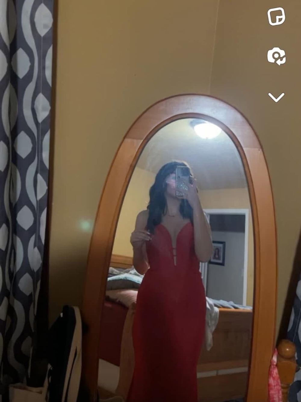 Nameless Red Plunge Neck Prom Dress